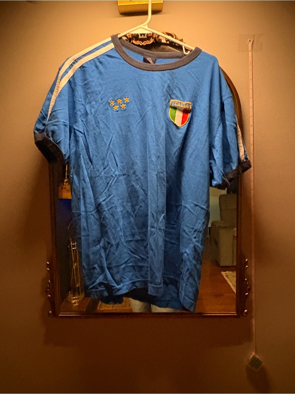 Blue Short-Sleeve Soccer Tee with Italy Crest five star by Blue Marlin